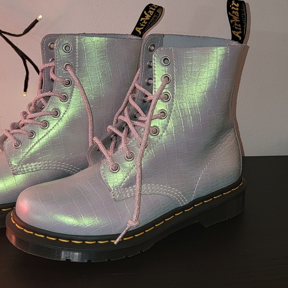 Dr Martens Iridescent Croc Pattern Pascal 1460 Lace Up Boots - Picture 6 of 14